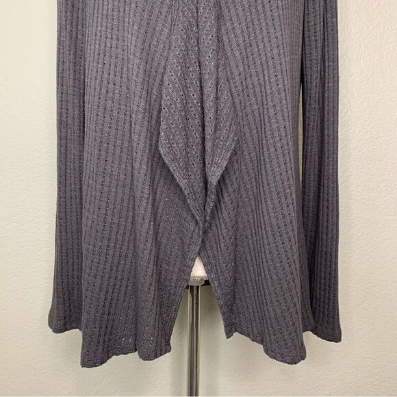 Knox Rose Boho Crochet Back Gray Open Front Cardigan - Picture 4 of 12